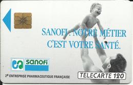 Télécarte 120 U , Du 07/90 , " Sanofi " Puce: SO2A , N° F 0123 , N° Controle 4015 - 1990