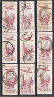 (POL 76) POLSKA // YVERT 46 X 9 POSTE AERIENNE // 1957-58 - Oblitérés