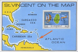 ST.VINCENT 1980 Maps Geography Ship Airplane Islands SPECIMEN SHEETLET - Iles