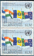 ST.VINCENT 1981 UNITED NATIONS UNO Flags $1.50 SPECIMEN PAIR - Francobolli