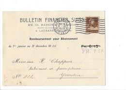 22088 - Lausanne Bulletin Financier Suisse Remboursement Pour Yverdon - Bullet