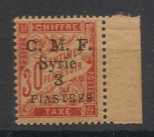 Syrie - 1920 - Taxe TT N°Yv. 7 - 3pi Sur 30c Rouge - VARIETE CMF - Petit Bdf - Neuf Luxe ** / MNH / Postfrisch - Strafport