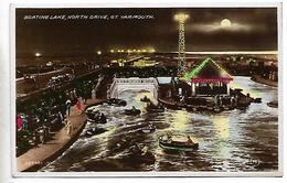 Real Photo Colour Postcard, Great Yarmouth At Night, North Drive, Boating Lake - Great Yarmouth