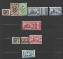 Kouang-Tchéou, Inde, Indochine 10 Nine Stamps 1937-44 (1-2 Lines Without Gum, 3 Lines MH*, 4 Line MNH***) - Unused Stamps
