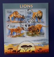 TOGO, Les Lions. Feuillet 4 Valeurs émis En 2013. Oblitéré, Used. - Raubkatzen