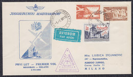 Yugoslavia 1956 First Flight From Beograd To Milano, Commemorative Airmail Letter - Luftpost