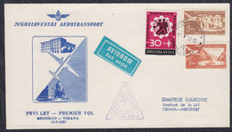 Yugoslavia 1957 First Flight From Beograd To Tirana, Commemorative Cover - Luftpost