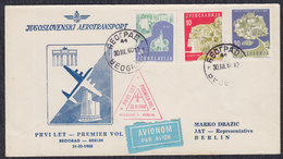 Yugoslavia 1960 First Flight From Beograd To Berlin, Commemorative Cover - Luftpost