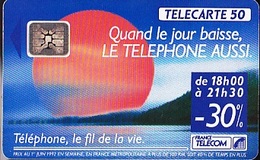 FRANCE TELECOM De 06/1992   Soleil Rouge  50 Unités     Tirage  1 000 000 Exemplaires - Telecom Operators