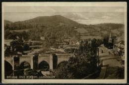 Ref 1300 - 1924 Postcard - Bridge & Station Llangollen Denbighsire Wales - Denbighshire