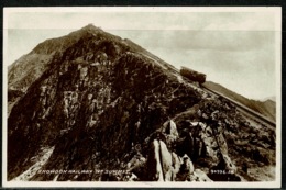 Ref 1300 - Real Photo Postcard - Snowdon Railway Nr Summit - Caernarvonshire Wales - Caernarvonshire