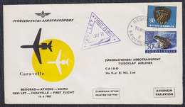 Yugoslavia 1963 First Flight From Beograd To Athens To Cairo, Commemorative Cover - Luftpost