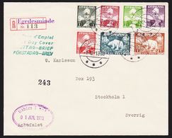 1938. Christian X And Polar Bear. Set Of 7 On Envelope Cancelled EGEDESMINDE -1.-12.1... (Michel 1-7) - JF317491 - Storia Postale