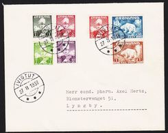 1938. Christian X And Polar Bear. Set Of 7 On Envelope Cancelled IVIGTUT 27 11 1938 F... (Michel 1-7) - JF317494 - Covers & Documents