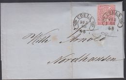 1869. NORDDEUTSCHER POSTBEZIRK.  1 EIN GROSCHEN. COELN 26 3 68. HUFEISENSTEMPEL. Nach... () - JF317535 - Storia Postale