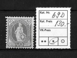 1882 - 1906 STEHENDE HELVETIA Gezähnt →  SBK-69D*   ►Verzähnung Gegen M.l.◄ - Unused Stamps