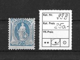 1882 - 1906 STEHENDE HELVETIA Gezähnt →  SBK-93B*  ►starke Verzähnung Gegen Oben/leicht Rechts◄ - Unused Stamps