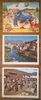 Lot De 3 Puzzles Publicitaires LUSTUCRU Chèque Chic / Ferme , Villages De Mostar Et Pisac + Enveloppe 1983 - Puzzle Games