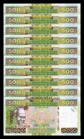 Guinea Lot Bundle 10 Banknotes 500 Francs 2015 Pick 47 SC UNC - Guinee