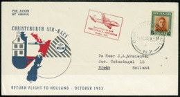 Ref 1301 - 1953 KLM Christchurch New Zealand Air Race - Reurn Flight To Holland - Aviation - Storia Postale