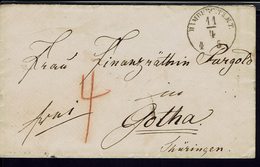 Allemagne - 1865 - Enveloppe De Hamburg à Destination De Gotha - Taxe 4 Décimes - B/TB - - Hamburg