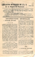 BULLETIN INTERIEUR DE L'A.S. DE LA REGION DE TOULOUSE  RESISTANCE   1943 - 1939-45