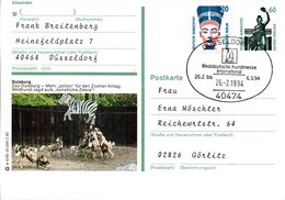 BRD Bildpostkarte 60 Pf.WSt.Sehenswürdigkeiten Bavaria München P139 W 6/85 ZF "Duisburg" SST 26.2.94 DÜSSELDORF 1 - Postales Ilustrados - Usados