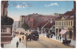 9941 Poland, Lodz Postcard Feldpost Military Mailed 1915: Ulica Piotrkowska Street, Tram, Animated - Polen
