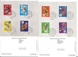 Football Coupe Du Monde 1998 Feuillets Philatéliques Lot De 2 Avec Explication Au Dos - 1998 – Frankreich