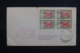 INDE - Affranchissement " France Libre " Sur Enveloppe De Pondichery En 1945 Avec Contrôle Postal - L 31749 - Briefe U. Dokumente