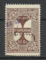 ISLAND O 1926 Documentary Tax Stempelmarke 10 Kr. O - Dienstmarken