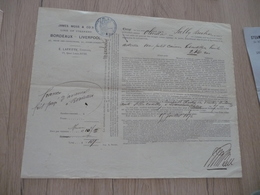 Connaissement James Moss Ligne De Steamers Bordeaux Liverpool Pour Manchester 1876 Huiles - Transporte