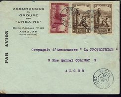 Cote-d'Ivoire - 1936-38 "Assurances Du Goupe Urbaine - Abidjan" Timbres 120 + 130 Sur Enveloppe Pour Alger - B/TB - - Briefe U. Dokumente