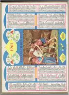 CALENDRIER 1961 ENFANTS ET VEAU  IMPRIMEUR OBERTHUR ALMANACH DES P.T.T. - Grand Format : 1961-70