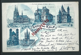 Gruss Aus Köln. Litho Multivues.  Circulé En 1899. 2 Scans - Hattingen