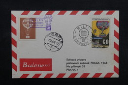 TCHÉCOSLOVAQUIE - Carte Par Ballon En 1968, Voir Cachets , Vignette - L 31930 - Lettres & Documents