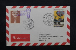 TCHÉCOSLOVAQUIE - Carte Par Ballon En 1968, Voir Cachets , Vignette - L 31931 - Lettres & Documents