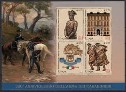 Italia - Repubblica 2014 "200º Anniversario Dell'Arma Dei Carabinieri, Nuovo Blocco Foglietto - Hojas Bloque
