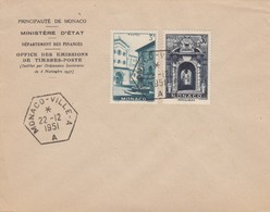 MONACO - LETTRE 22.12.1951  - VUES DE LA PRINCIPAUTE  - Yv N° 369-370 /1 - Lettres & Documents
