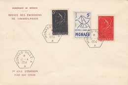MONACO - FDC 12.4.1954 - CENTENAIRE MORT ANTOINE-FREDERIC OZANAM CONFERENCES ST V. DE PAUL - Yv N° 399 à 401  /1 - Lettres & Documents