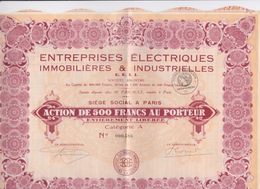 ACTION  E.E.I.I. - ETS ELCETRIQUES IMMOBILIERES INDUSTRIE - TITRE FRANCAIS LIBERE - Electricité & Gaz