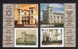 Romania 2013 / Great Jewish Temple In Radauti / Set 2 Stamps With Tabs - Jewish