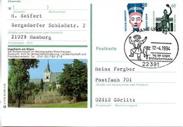 BRD Bildpostkarte 60 Pf. WSt. Sehenswürdigkeiten Bavaria München P139 W 3/35 ZF "Ingelheim" SST17.4.94 HAMBURG - Postales Ilustrados - Usados
