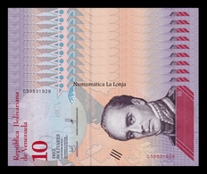 Venezuela Lot Bundle 10 Banknotes 10 Bolívares 2018 Pick 103 SC UNC - Venezuela