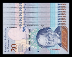 Venezuela Lot Bundle 10 Banknotes 20 Bolívares 2018 Pick 104 SC UNC - Venezuela
