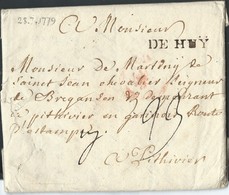 L 1779 Datée D' Oultremont Marque DE HUY En Brun Pour Pithivier - 1714-1794 (Paises Bajos Austriacos)