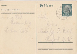 Entier 6pf Vert Hindenbourg (carton Blanc), Oblitéré Brilon * Wald A Le 30/3/38 - Stamped Stationery