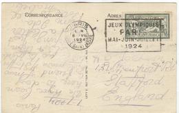 FRANCE Olympic Machine Cancel Paris Gare Saint Lazare On Postcard Of 8 VII 1924 Send To England - Estate 1924: Paris