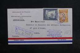 DOMINICAINE - Enveloppe En Recommandé De L 'Ambassade De France Pour Paris En 1954 , Affranchissement Plaisant - L 32174 - Dominicaine (République)