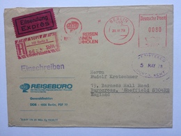 Germany 1979 Cover Berlin To England Registered And Express With Deutsche Post Meter Mark And Kent Registered Cachet - Cartas